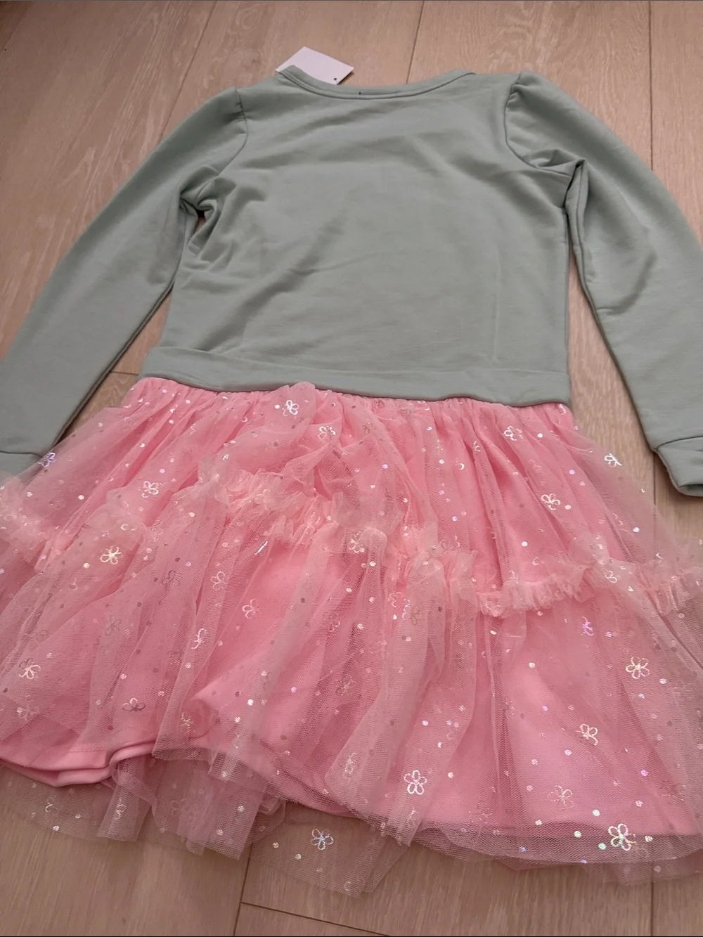 Zunie Girls Mint Green Top with Pink Tulle Dress